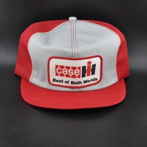 Case IH Trucker Hat OSFM Red Grey Excellent Vintage Mesh Snapback Patch Cap